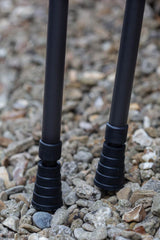 Bottom of black Leather Effect Pair of Crutches showing ferrules