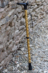 Gold chrome effect design on an adjustable walking stick