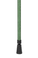 Bottom of green camo walking stick showing ferrule