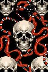 Black design with red snakes and skulls