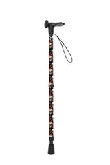 Black walking stick with a skull and snakes design