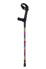 Black cane with colorful pattern on a white background