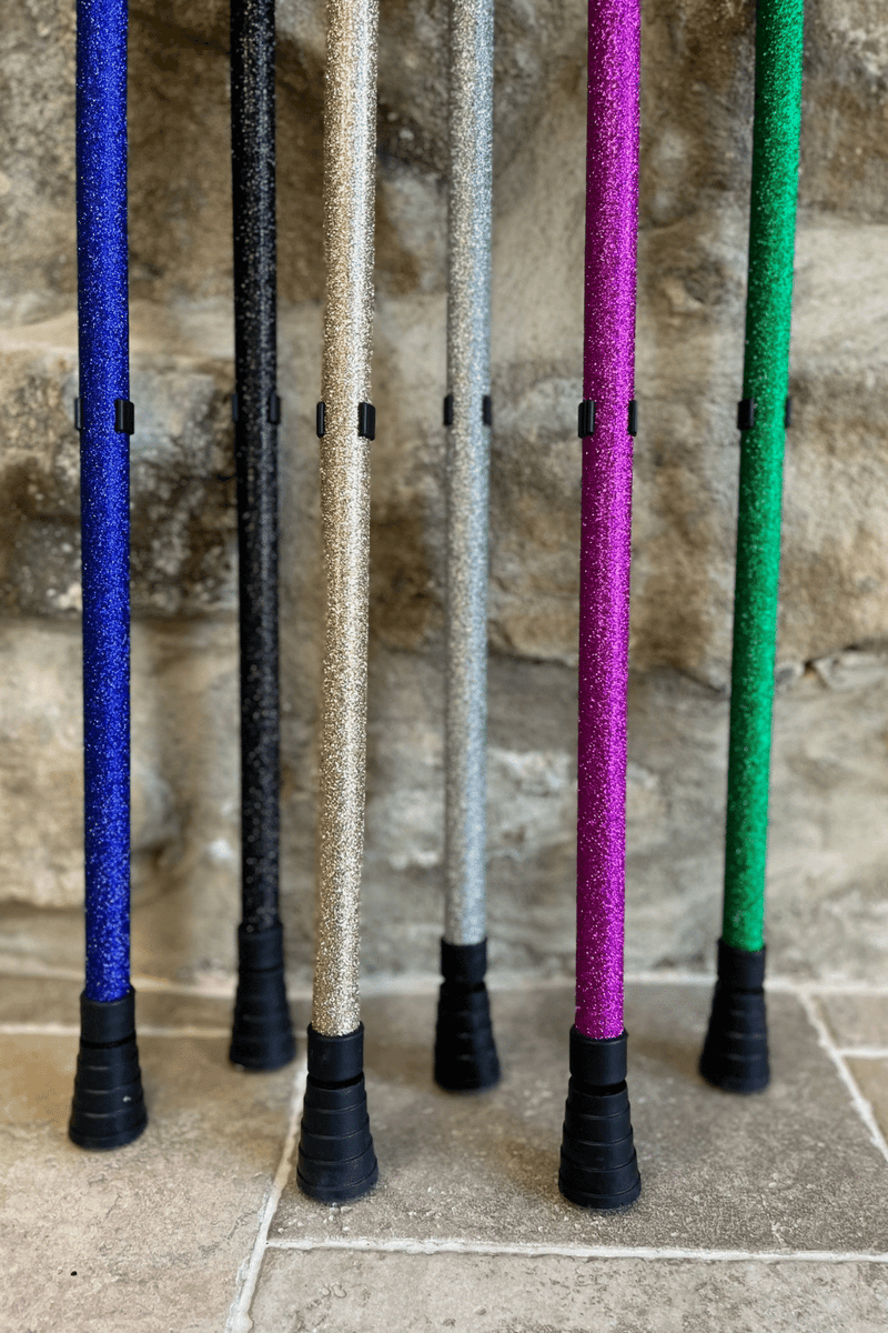 Black Glitter Walking Stick-Walking Stick-Cool Crutches