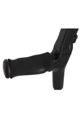 Soft grip on moulded handle of crutch