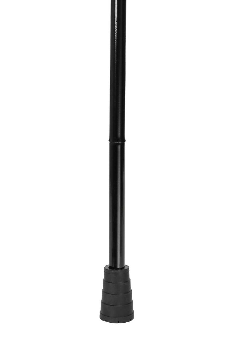 Black cane with rubber foot on a white background