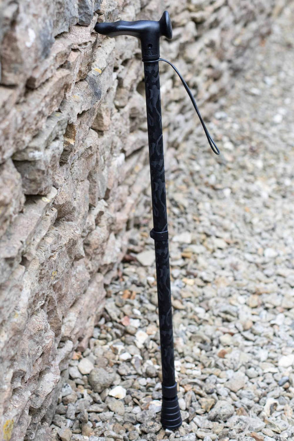 Black camo adjustable walking stick 
