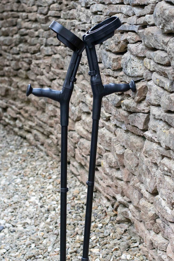 Black Leather Effect Pair of Crutches 