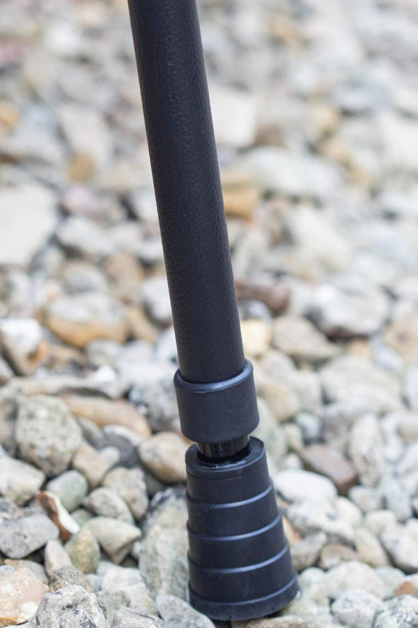 Black Leather Effect Walking Stick showing ferrule