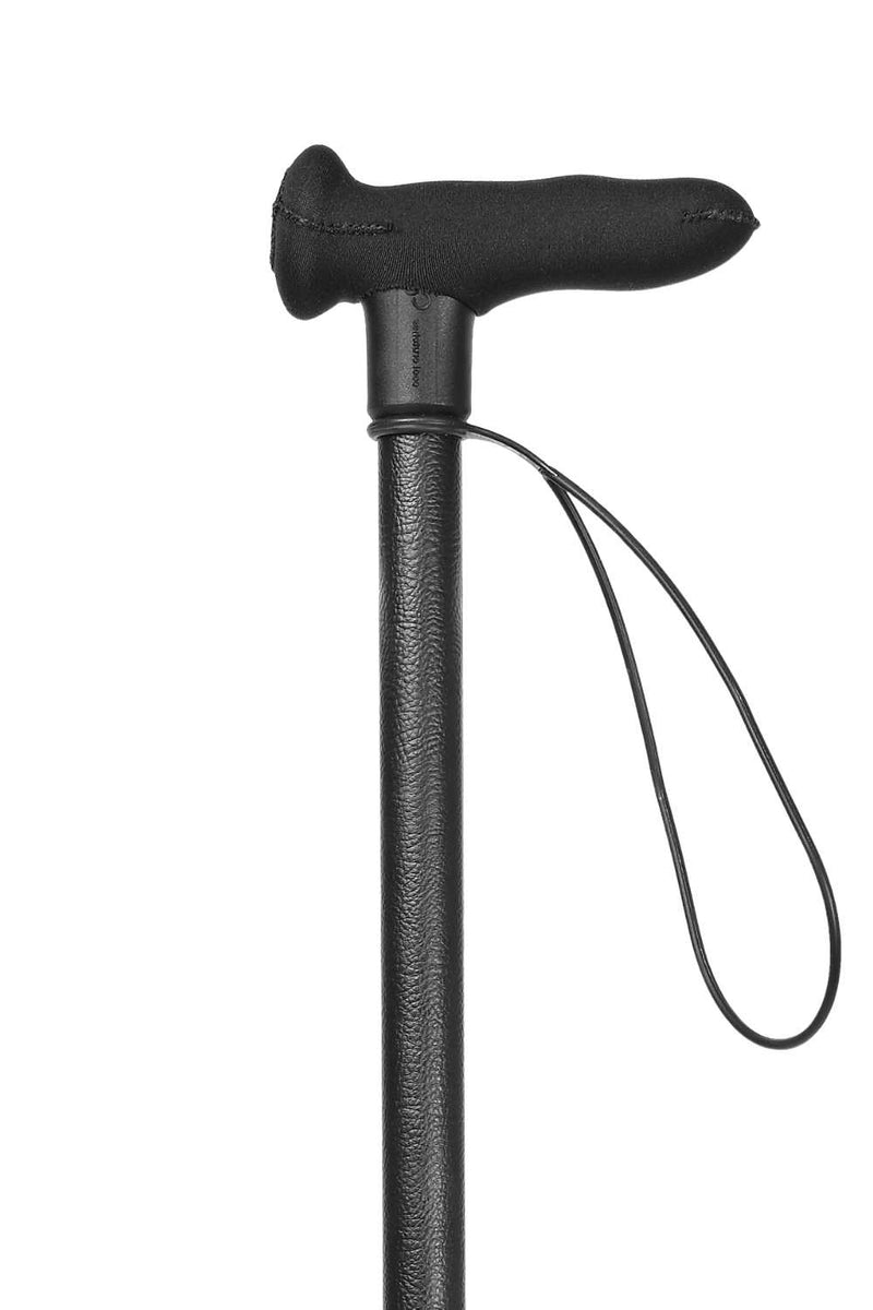 Black Leather Effect Walking Stick