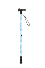 Sky blue with clouds walking stick with black accents on a white background