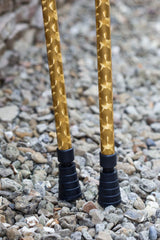 Bottom of Gold Chrome Effect Pair of Crutches showing Ferrules
