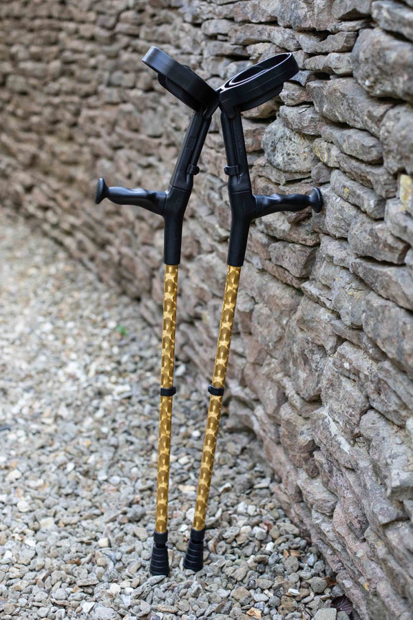 Gold Chrome Effect Pair of Crutches