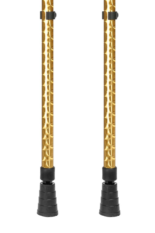 Bottom of gold Chrome Effect Pair of Crutches