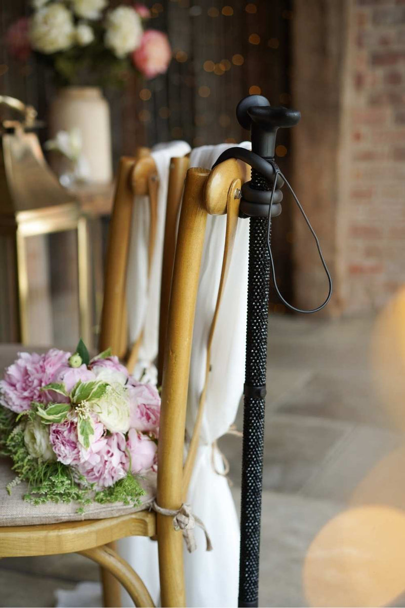 Jet Black Diamanté Walking Stick