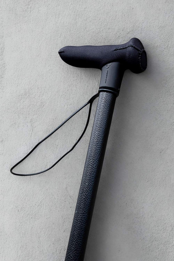 black leather effect walking stick from cool crutches