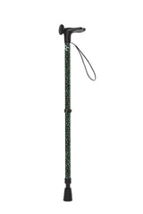 Green adjustable walking stick with a star pattern 