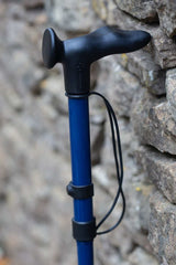 Navy Blue folding walking stick by cool crutches with ergonomic handle