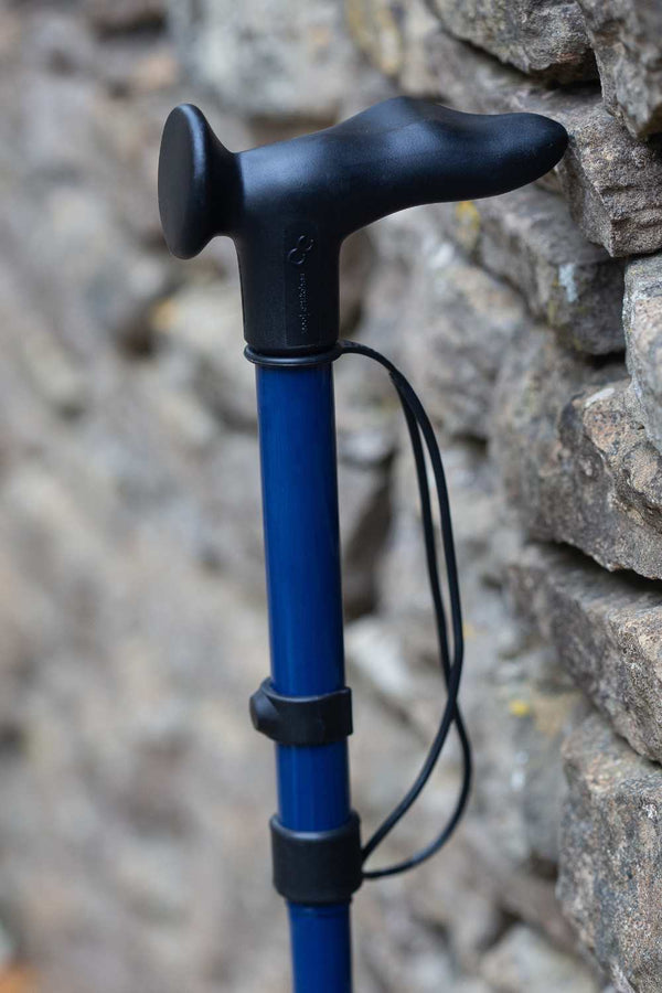 Navy Blue folding walking stick by cool crutches with ergonomic handle