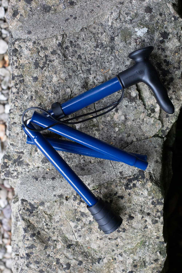 Navy Blue folding walking stick by cool crutches 