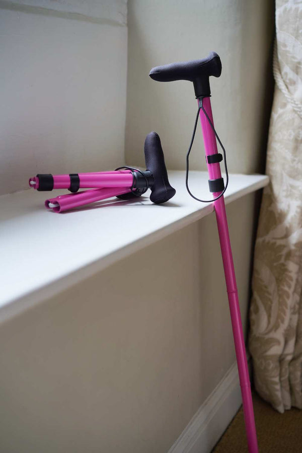NEW Pink Folding Walking Stick