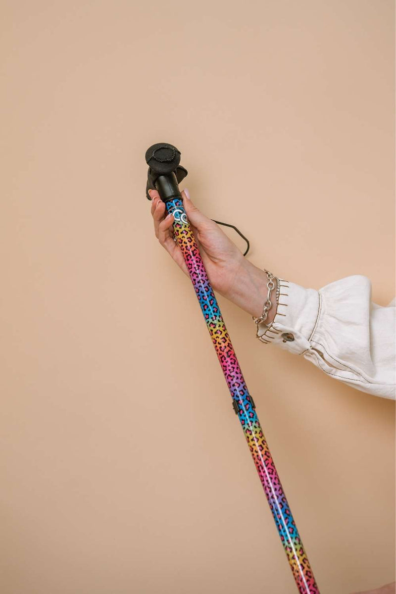 Rainbow Leopard Ergonomic Walking Stick | Stylish Shock-Absorbing ...