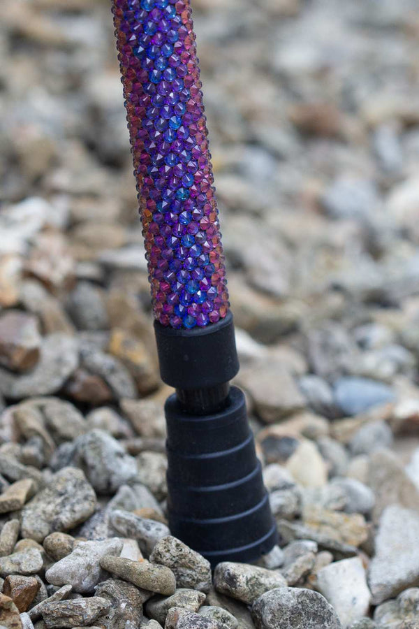 Deep purple and blue crystallised walking cane