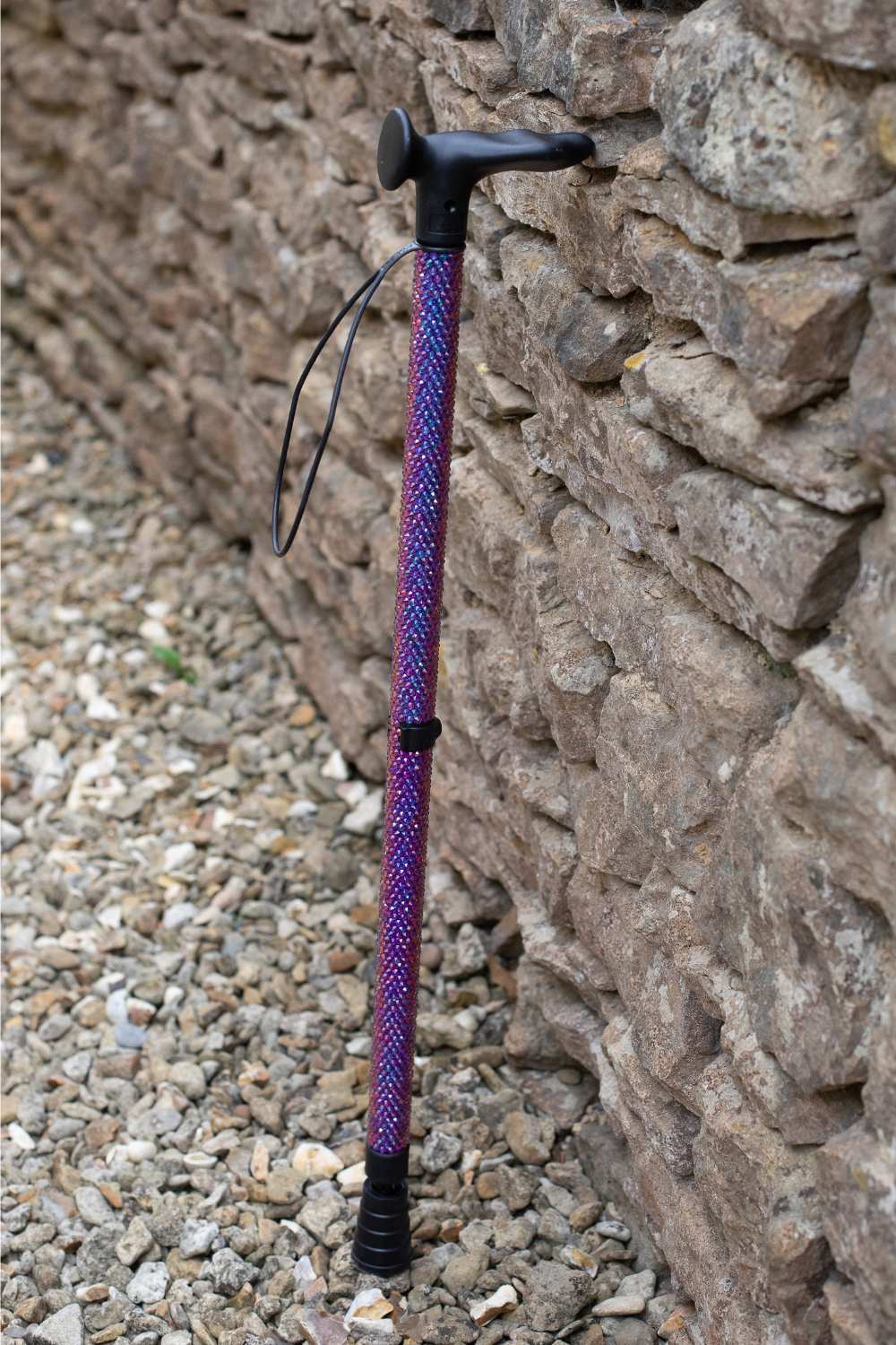 Purple Velvet Diamante Walking Stick | Purple Rhinestone Cane