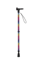 Colourful walking stick with a pattern on a white background