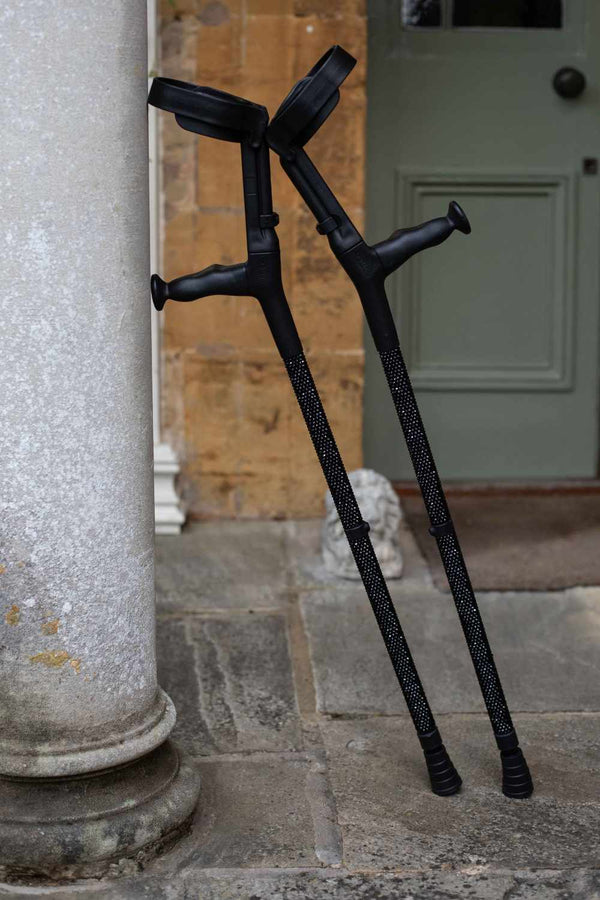 Jet Black Diamanté Crutches-Crutch-Cool Crutches