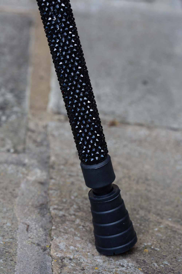 Jet Black Diamanté Walking Stick-Walking Stick-Cool Crutches