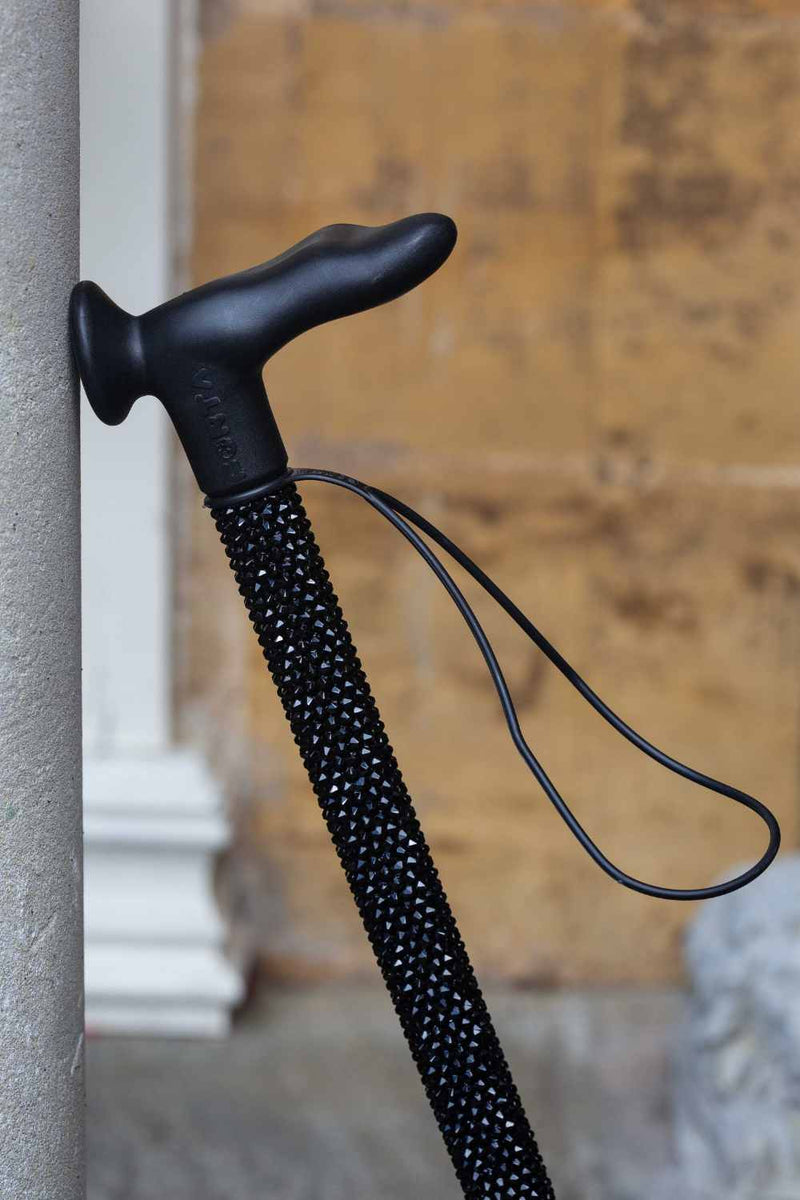 Jet Black Diamanté Walking Stick-Walking Stick-Cool Crutches