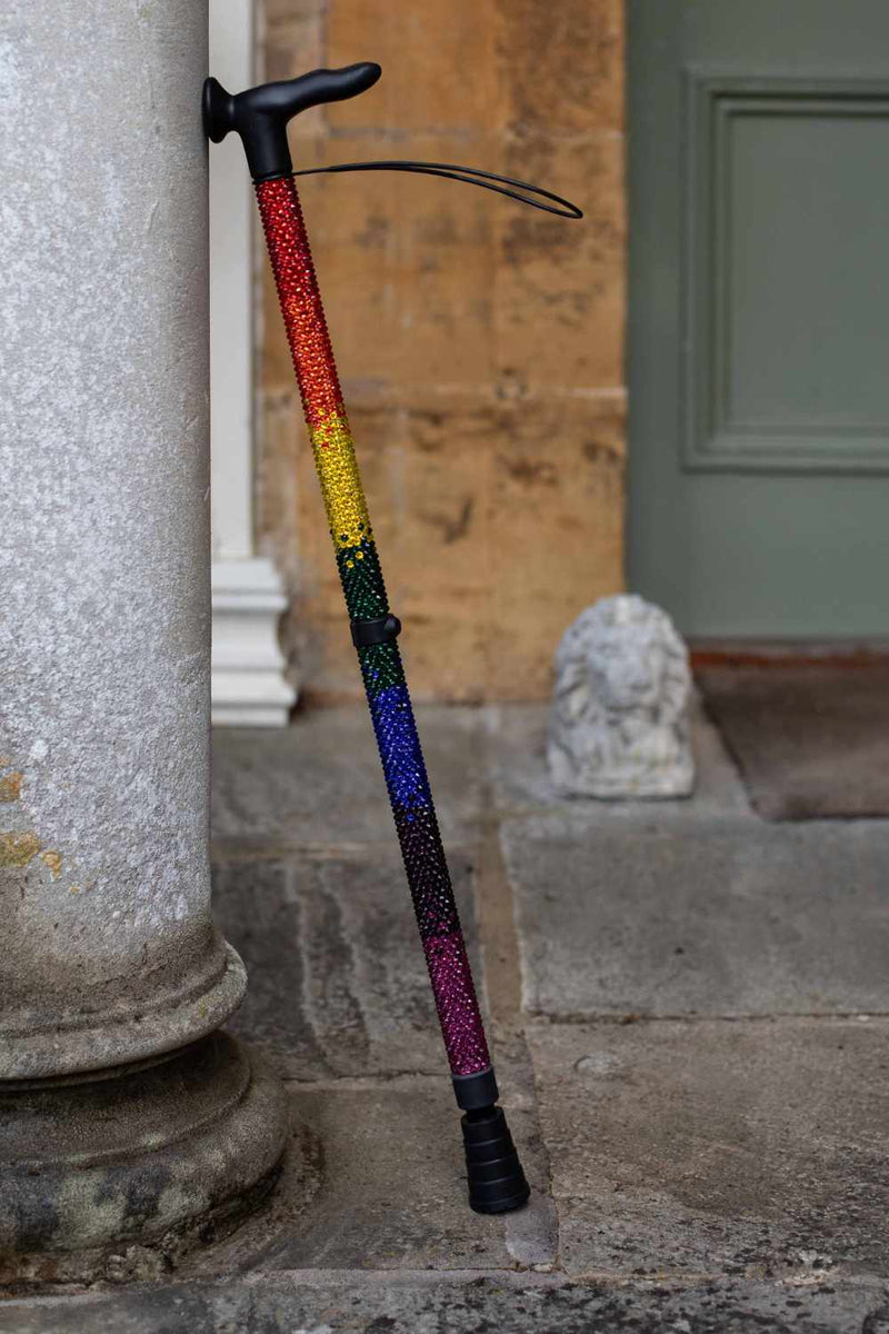 Rainbow Diamanté Walking Stick-Walking Stick-Cool Crutches